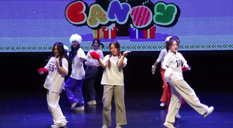 Dance group performing on stage