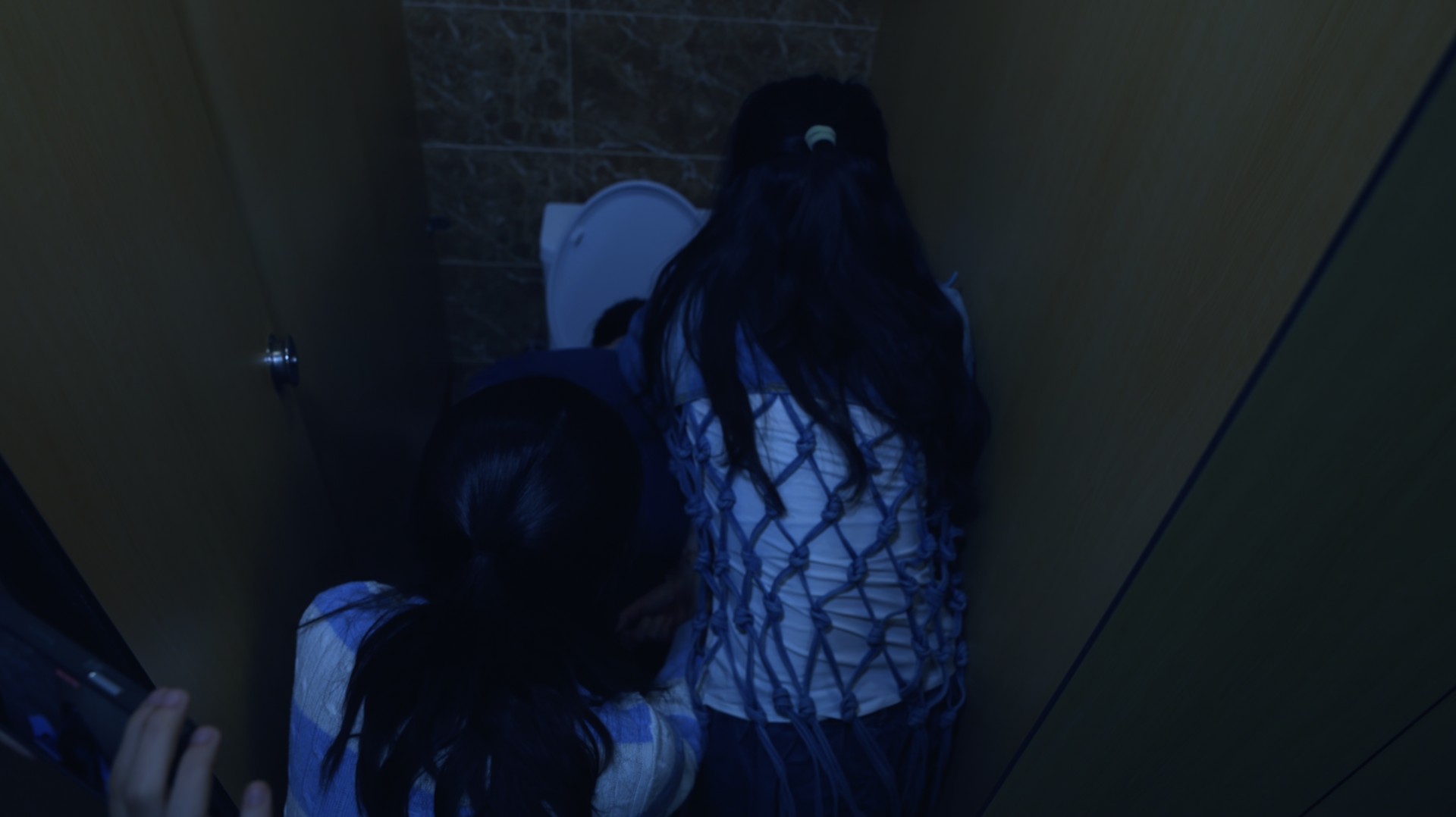 School bullying scene in a bathroom