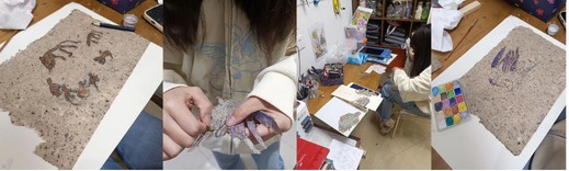 Complete painting and surface scorching process collage