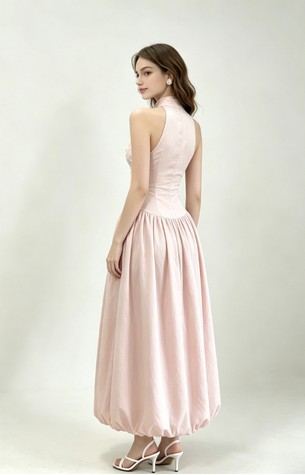 Pink long dress back view concept