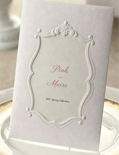 PinkMoire embossed greeting card concept