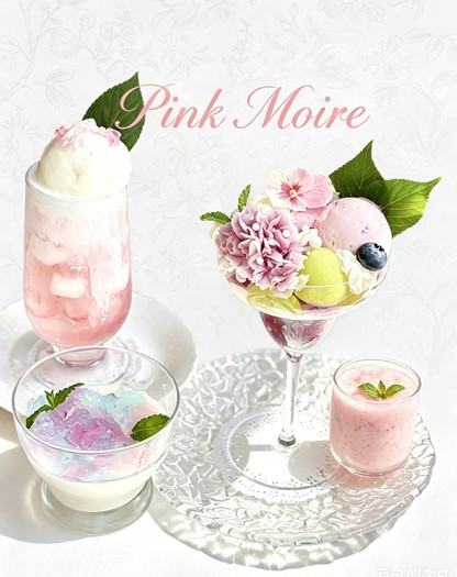 PinkMoire pink and white hydrangea dessert concept