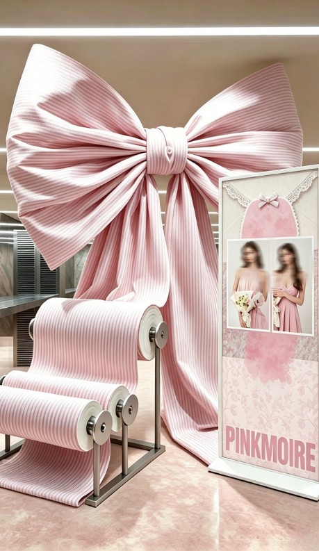 PinkMoire ribbon installation and promotion display concept